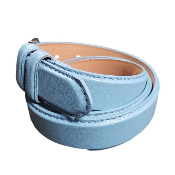 Women's Leather Casual Dress Plain Solid Sky Blue / Florida Blue Medium Belt - Picture 3 of 4